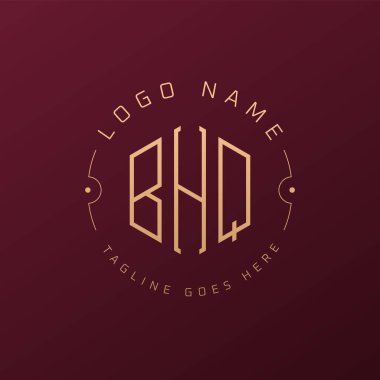 Lüks BHQ Logo Tasarımı, Zarif Harf BHQ Monogram Logosu. Minimalist Çokgen BHQ Logo Tasarım Şablonu