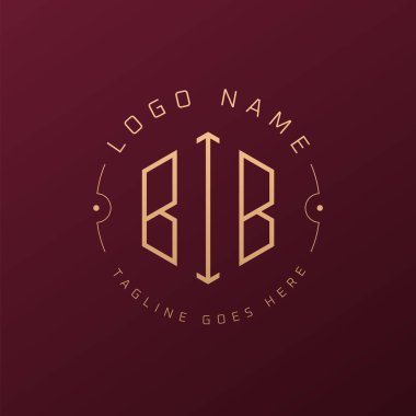Lüks BIB Logo Tasarımı, Zarif Harf BIB Monogram Logosu. Minimalist Çokgen BIB Logo Tasarım Şablonu