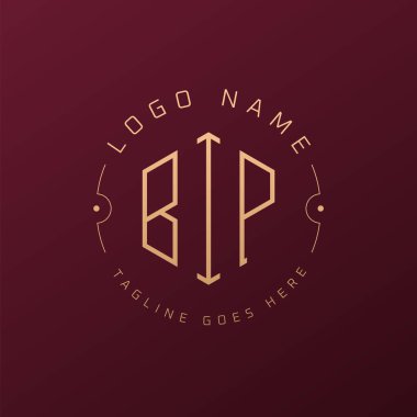 Lüks BIP Logo Tasarımı, Zarif Harf BIP Monogram Logosu. Minimalist Çokgen BIP Logo Tasarım Şablonu
