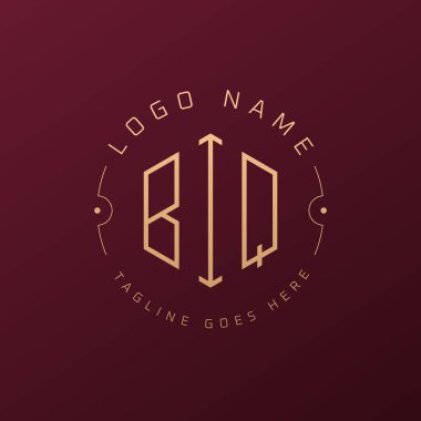 Lüks BIQ Logo Tasarımı, Zarif Harf BIQ Monogram Logosu. Minimalist Çokgen BIQ Logo Tasarım Şablonu