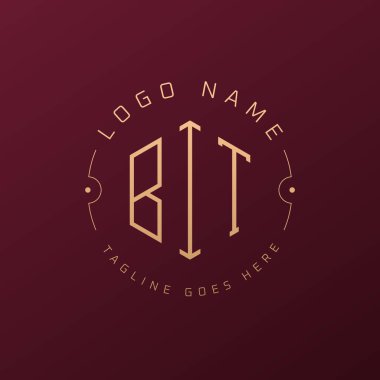 Lüks BIT Logo Tasarımı, Zarif Harf BIT Monogram Logosu. Minimalist Çokgen BIT Logo Tasarım Şablonu