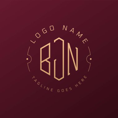 Lüks BJN Logo Tasarımı, Zarif Harf BJN Monogram Logosu. Minimalist Çokgen BJN Logo Tasarım Şablonu