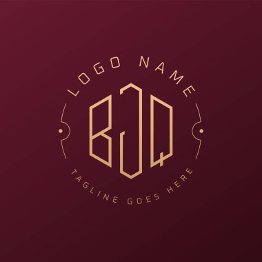 Lüks BJQ Logo Tasarımı, Zarif Harf BJQ Monogram Logosu. Minimalist Çokgen BJQ Logo Tasarım Şablonu