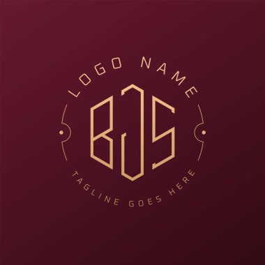 Lüks BJS Logo Tasarımı, Zarif Harf BJS Monogram Logosu. Minimalist Çokgen BJS Logo Tasarım Şablonu