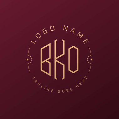 Lüks BKO Logo Tasarımı, Zarif Harf BKO Monogram Logosu. Minimalist Çokgen BKO Logo Tasarım Şablonu