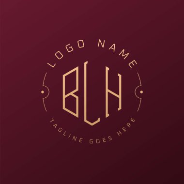 Lüks BLH Logo Tasarımı, Zarif Harf BLH Monogram Logosu. Minimalist Çokgen BLH Logo Tasarım Şablonu