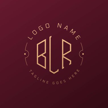 Lüks BLR Logo Tasarımı, Zarif Harf BLR Monogram Logosu. Minimalist Çokgen BLR Logo Tasarım Şablonu