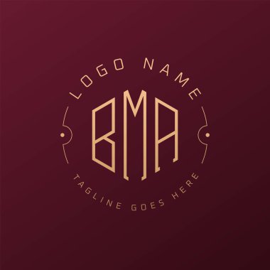 Lüks BMA Logo Tasarımı, Zarif Harf BMA Monogram Logosu. Minimalist Çokgen BMA Logo Tasarım Şablonu