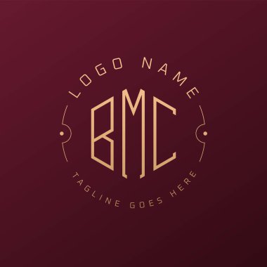 Lüks BMC Logo Tasarımı, Zarif Harf BMC Monogram Logosu. Minimalist Çokgen BMC Logo Tasarım Şablonu
