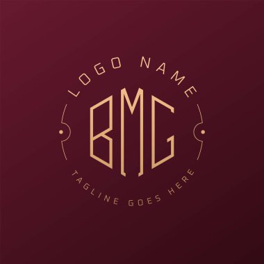 Lüks BMG Logo Tasarımı, Zarif Harf BMG Monogram Logosu. Minimalist Çokgen BMG Logo Tasarım Şablonu