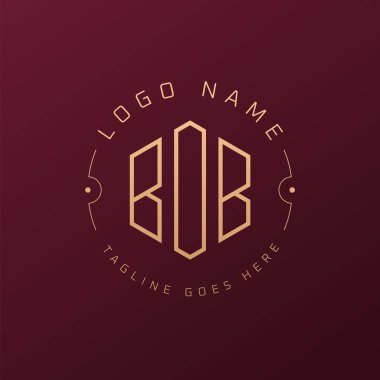 Lüks BOB Logo Tasarımı, Zarif Harf BOB Monogram Logosu. Minimalist Çokgen BOB Logo Tasarım Şablonu
