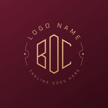 Lüks BOC Logo Tasarımı, Zarif Harf BOC Monogram Logosu. Minimalist Çokgen BOC Logo Tasarım Şablonu