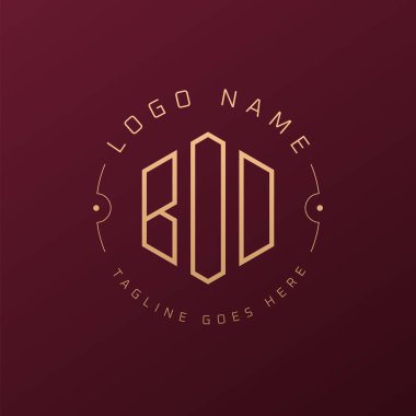 Lüks BOD Logo Tasarımı, Zarif Harf BOD Monogram Logosu. Minimalist Çokgen BOD Logo Tasarım Şablonu