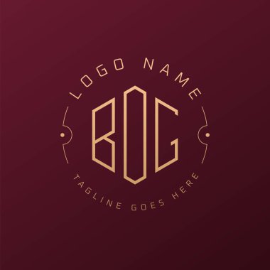 Lüks BOG Logo Tasarımı, Zarif Harf Bog Monogram Logosu. Minimalist Çokgen BOG Logo Tasarım Şablonu