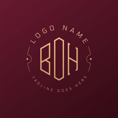 Lüks BOH Logo Tasarımı, Zarif Harf BOH Monogram Logosu. Minimalist Çokgen BOH Logo Tasarım Şablonu