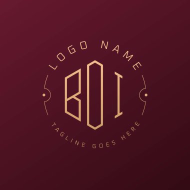 Lüks BOI Logo Tasarımı, Zarif Harf BOI Monogram Logosu. Minimalist Çokgen BOI Logo Tasarım Şablonu