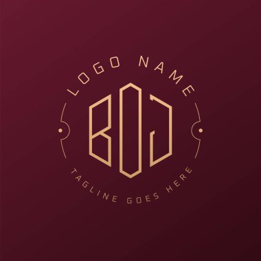 Lüks BOJ Logo Tasarımı, Zarif Harf BOJ Monogram Logosu. Minimalist Çokgen BOJ Logo Tasarım Şablonu