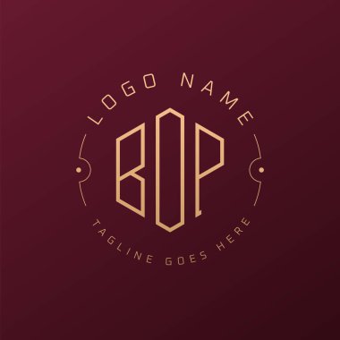 Lüks BOP Logo Tasarımı, Zarif Harf BOP Monogram Logosu. Minimalist Çokgen BOP Logo Tasarım Şablonu