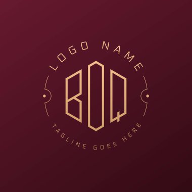 Lüks BOQ Logo Tasarımı, Zarif Harf BOQ Monogram Logosu. Minimalist Çokgen BOQ Logo Tasarım Şablonu
