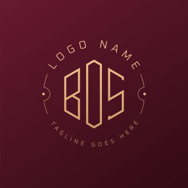 Lüks BOS Logo Tasarımı, Zarif Harf BOS Monogram Logosu. Minimalist Çokgen BOS Logo Tasarım Şablonu