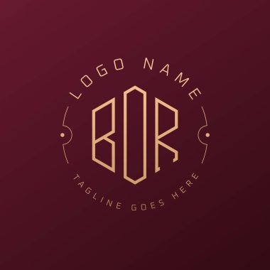 Lüks BOR Logo Tasarımı, Zarif Harf BOR Monogram Logosu. Minimalist Çokgen BOR Logo Tasarım Şablonu