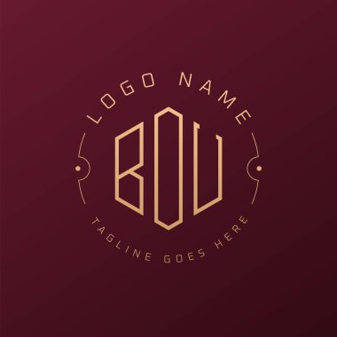 Lüks BOU Logo Tasarımı, Zarif Harf BOU Monogram Logosu. Minimalist Çokgen BOU Logo Tasarım Şablonu