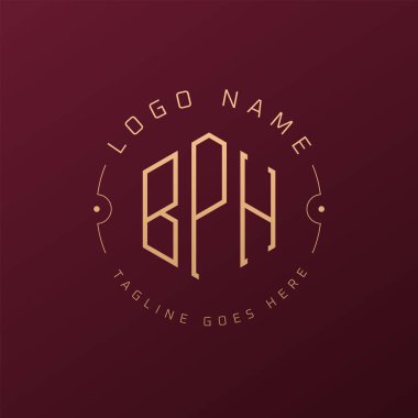 Lüks BPH Logo Tasarımı, Zarif Harf BPH Monogram Logosu. Minimalist Çokgen BPH Logo Tasarım Şablonu