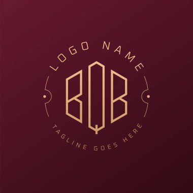 Lüks BQB Logo Tasarımı, Zarif Harf BQB Monogram Logosu. Minimalist Çokgen BQB Logo Tasarım Şablonu