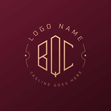 Lüks BQC Logo Tasarımı, Zarif Harf BQC Monogram Logosu. Minimalist Çokgen BQC Logo Tasarım Şablonu