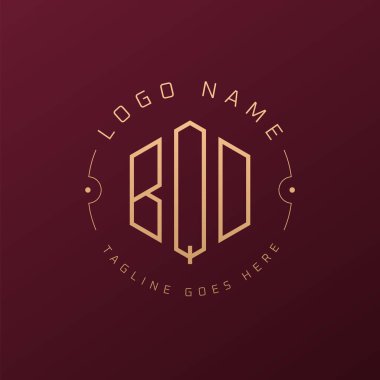 Lüks BQD Logo Tasarımı, Zarif Harf BQD Monogram Logosu. Minimalist Çokgen BQD Logo Tasarım Şablonu