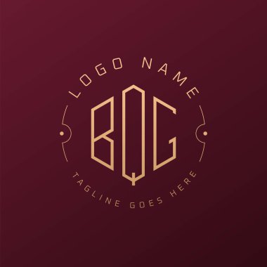 Lüks BQG Logo Tasarımı, Zarif Harf BQG Monogram Logosu. Minimalist Çokgen BQG Logo Tasarım Şablonu