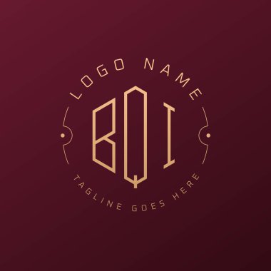 Lüks BQI Logo Tasarımı, Zarif Harf BQI Monogram Logosu. Minimalist Çokgen BQI Logo Tasarım Şablonu