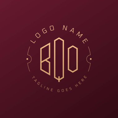 Lüks BQO Logo Tasarımı, Zarif Harf BQO Monogram Logosu. Minimalist Çokgen BQO Logo Tasarım Şablonu