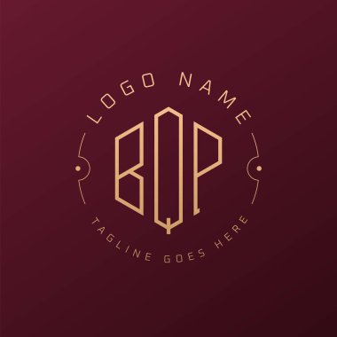 Lüks BQP Logo Tasarımı, Zarif Harf BQP Monogram Logosu. Minimalist Çokgen BQP Logo Tasarım Şablonu