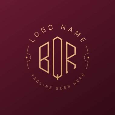 Lüks BQR Logo Tasarımı, Zarif Harf BQR Monogram Logosu. Minimalist Çokgen BQR Logo Tasarım Şablonu