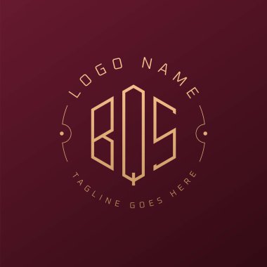 Lüks BQS Logo Tasarımı, Zarif Harf BQS Monogram Logosu. Minimalist Çokgen Logo Tasarım Şablonu