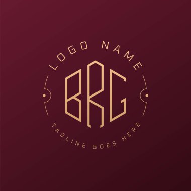 Lüks BRG Logo Tasarımı, Zarif Harf BRG Monogram Logosu. Minimalist Çokgen BRG Logo Tasarım Şablonu