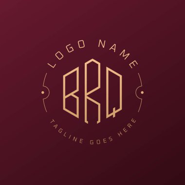Lüks BRQ Logo Tasarımı, Zarif Harf BRQ Monogram Logosu. Minimalist Çokgen BRQ Logo Tasarım Şablonu
