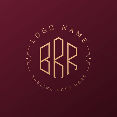Lüks BRR Logo Tasarımı, Zarif Harf BRR Monogram Logosu. Minimalist Çokgen BRR Logo Tasarım Şablonu