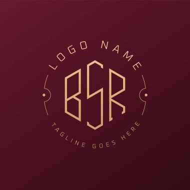 Lüks BSR Logo Tasarımı, Zarif Harf BSR Monogram Logosu. Minimalist Çokgen BSR Logo Tasarım Şablonu