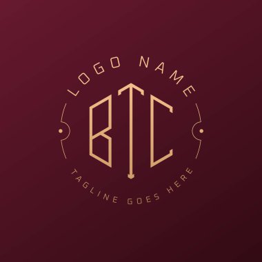 Lüks BTC Logo Tasarımı, Zarif Harf BTC Monogram Logosu. Minimalist Çokgen BTC Logo Tasarım Şablonu