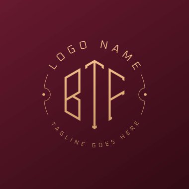 Lüks BTF Logo Tasarımı, Zarif Harf BTF Monogram Logosu. Minimalist Çokgen BTF Logo Tasarım Şablonu