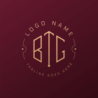 Lüks BTG Logo Tasarımı, Zarif Harf BTG Monogram Logosu. Minimalist Çokgen BTG Logo Tasarım Şablonu