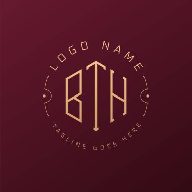 Lüks BTH Logo Tasarımı, Zarif Harf BTH Monogram Logosu. Minimalist Çokgen BTH Logo Tasarım Şablonu