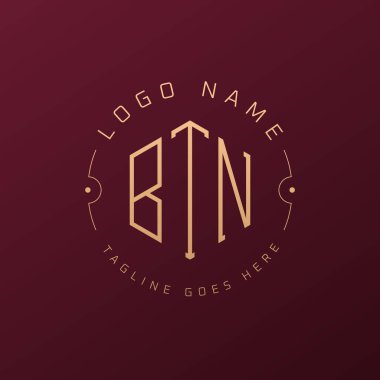 Lüks BTN Logo Tasarımı, Zarif Harf BTN Monogram Logosu. Minimalist Çokgen BTN Logo Tasarım Şablonu