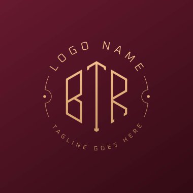 Lüks BTR Logo Tasarımı, Zarif Harf BTR Monogram Logosu. Minimalist Çokgen BTR Logo Tasarım Şablonu