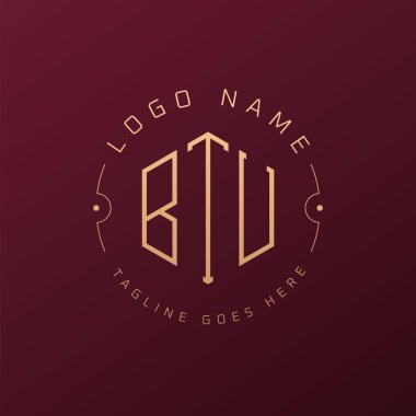 Lüks BTU Logo Tasarımı, Zarif Harf BTU Monogram Logosu. Minimalist Çokgen BTU Logo Tasarım Şablonu