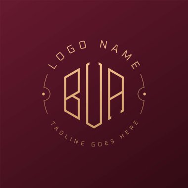 Lüks BUA Logo Tasarımı, Zarif Harf BUA Monogram Logosu. Minimalist Çokgen BUA Logo Tasarım Şablonu
