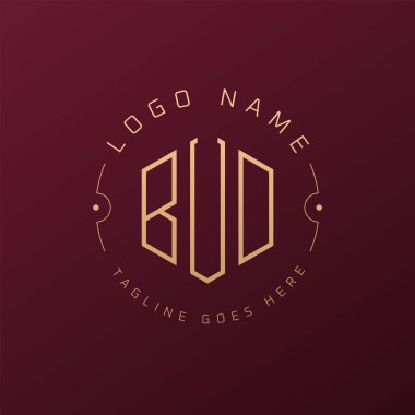 Lüks BUD Logo Tasarımı, Zarif Harf Harfi Monogram Logosu. Minimalist Çokgen BUD Logo Tasarım Şablonu