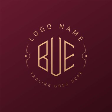 Lüks BuE Logo Tasarımı, Zarif Harf BUE Monogram Logosu. Minimalist Çokgen BUE Logo Tasarım Şablonu